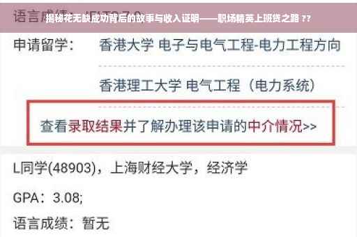 揭秘花无缺成功背后的故事与收入证明——职场精英上班贷之路 ??