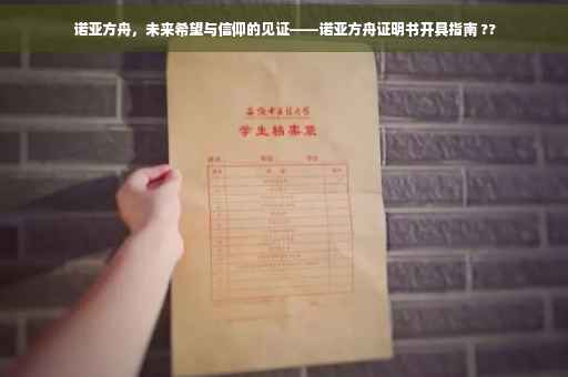 诺亚方舟，未来希望与信仰的见证——诺亚方舟证明书开具指南 ??