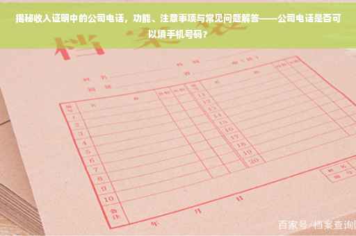 揭秘收入证明中的公司电话，功能、注意事项与常见问题解答——公司电话是否可以填手机号码？