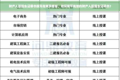 财产入股股东证明书撰写指南及模板，如何撰写有效的财产入股股东证明书？