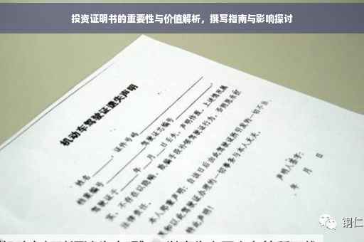 投资证明书的重要性与价值解析，撰写指南与影响探讨