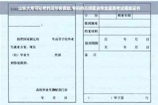 山东大专可以考的证书有哪些,专科的市场营销专业需要考试哪些证书