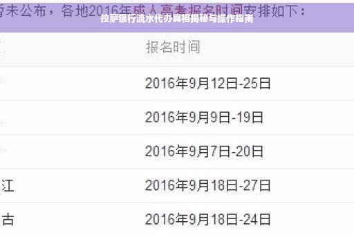 拉萨银行流水代办真相揭秘与操作指南