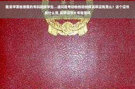 我是学畜牧兽医的专科院校学生…请问我考动物检验检疫高级证有用么?这个证书有什么用,高级证书大专有用吗 我是学畜牧兽医的专科院校学生…请问我考动物检验检疫高级证有用么?这个证书有什么用,高级证书大专有用吗