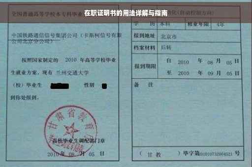 在职证明书的用法详解与指南