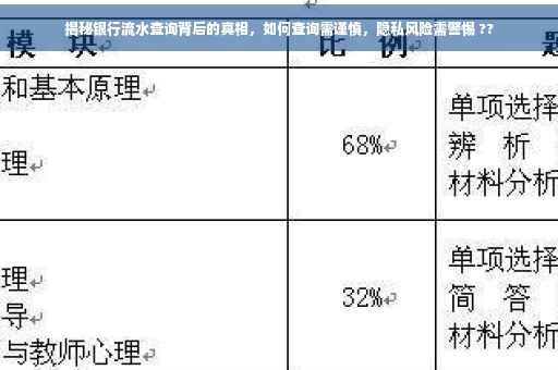 揭秘银行流水查询背后的真相，如何查询需谨慎，隐私风险需警惕 ??
