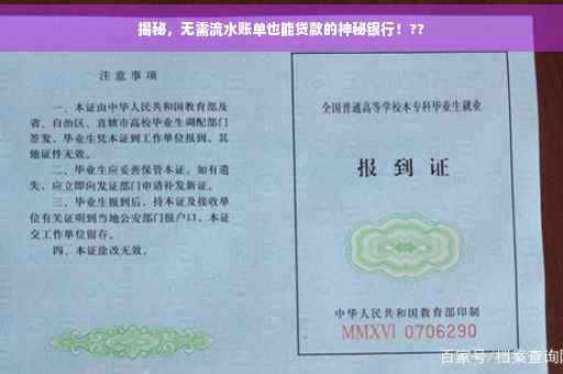 揭秘，无需流水账单也能贷款的神秘银行！??
