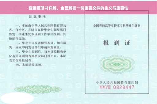 查档证明书详解，全面解读一份重要文件的含义与重要性