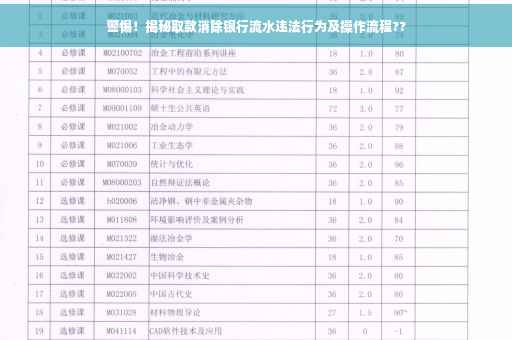 警惕！揭秘取款消除银行流水违法行为及操作流程??