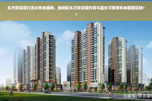 东方财富银行流水账单揭秘，金融巨头日常运营内幕与最长可查看账单期限探秘??