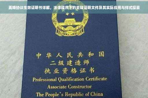 离婚协议生效证明书详解，法律程序下的关键证明文件及其实际应用与样式探索
