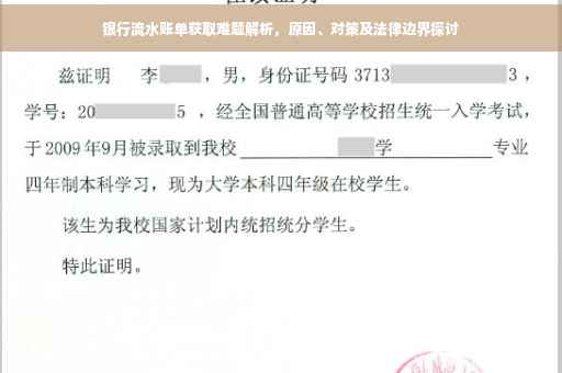 银行流水账单获取难题解析，原因、对策及法律边界探讨