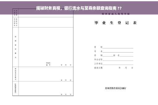 揭秘财务真相，银行流水与至尊余额查询指南 ??
