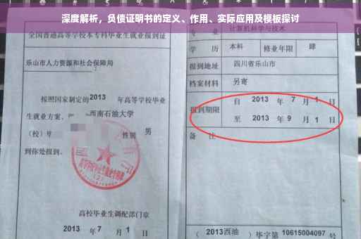 深度解析，负债证明书的定义、作用、实际应用及模板探讨
