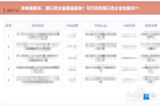 自媒体解析，银行流水需要哪些章？可打印的银行流水章全解析??