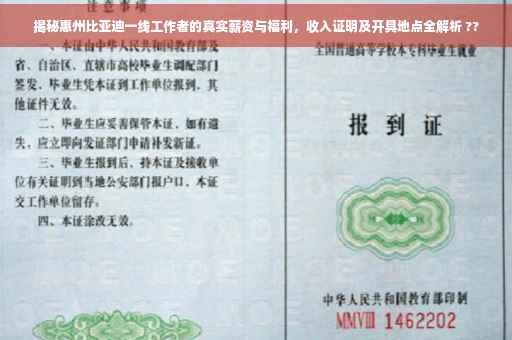 揭秘惠州比亚迪一线工作者的真实薪资与福利，收入证明及开具地点全解析 ??