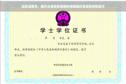 出资证明书，揭示企业投资真相的神秘面纱及其有效性探讨