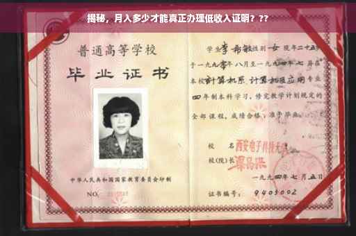 揭秘，月入多少才能真正办理低收入证明？??