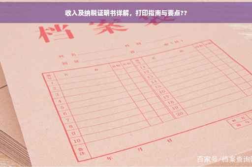 收入及纳税证明书详解，打印指南与要点??