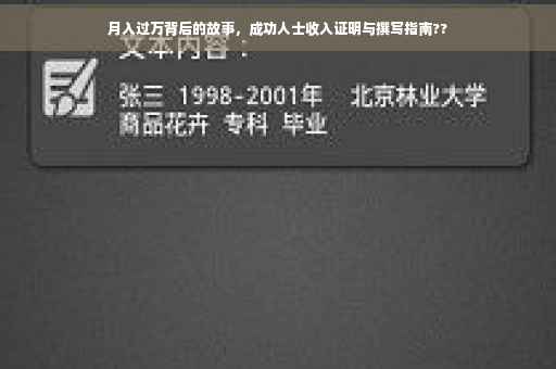 月入过万背后的故事，成功人士收入证明与撰写指南??