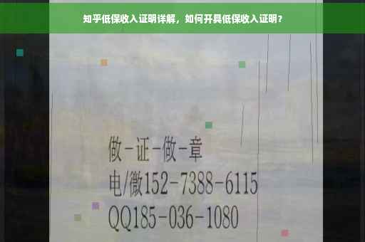知乎低保收入证明详解，如何开具低保收入证明？