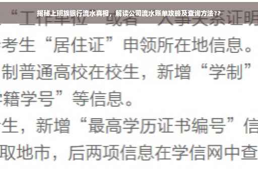 揭秘上班族银行流水真相，解读公司流水账单攻略及查询方法??