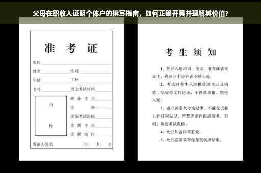 父母在职收入证明个体户的撰写指南，如何正确开具并理解其价值？