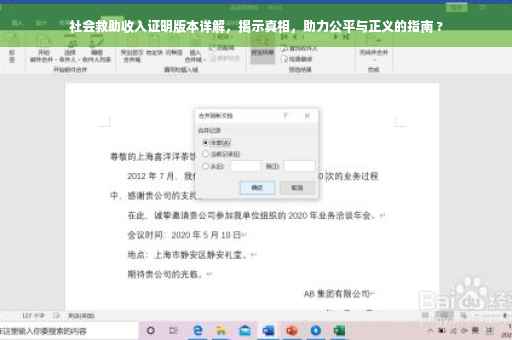 社会救助收入证明版本详解，揭示真相，助力公平与正义的指南 ?