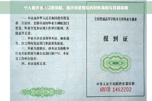 个人商贷收入证明详解，揭示贷款背后的财务真相与开具指南