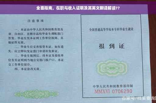 全面指南，在职与收入证明及其英文翻译解读??