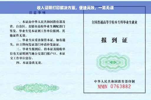 收入证明打印解决方案，便捷高效，一览无遗