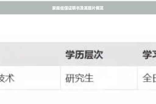 家庭低保证明书及其图片概览