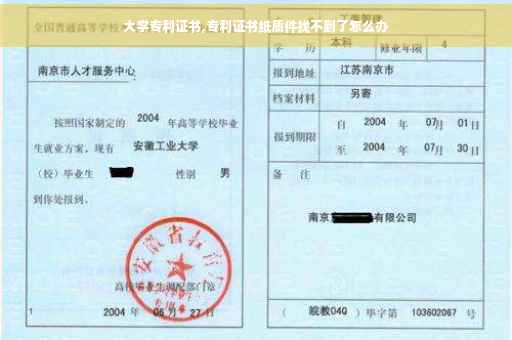 大学专利证书,专利证书纸质件找不到了怎么办