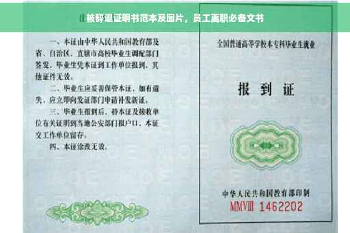 被辞退证明书范本及图片，员工离职必备文书