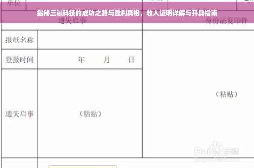 揭秘三赢科技的成功之路与盈利真相，收入证明详解与开具指南