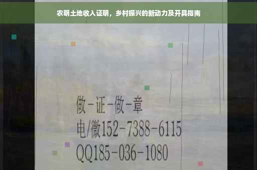 农明土地收入证明，乡村振兴的新动力及开具指南