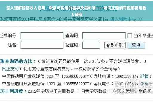深入理解经济收入证明，税前与税后的差异及其影响——如何正确填写税前税后收入证明
