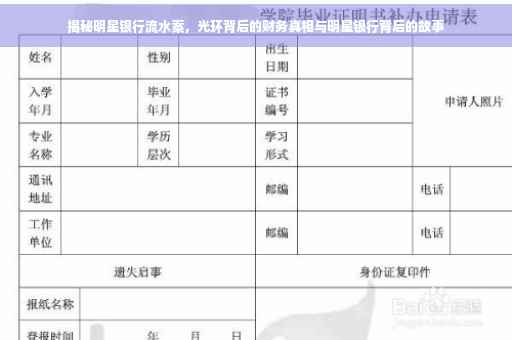 揭秘明星银行流水案，光环背后的财务真相与明星银行背后的故事