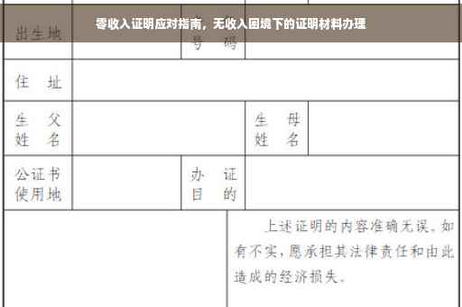 零收入证明应对指南，无收入困境下的证明材料办理