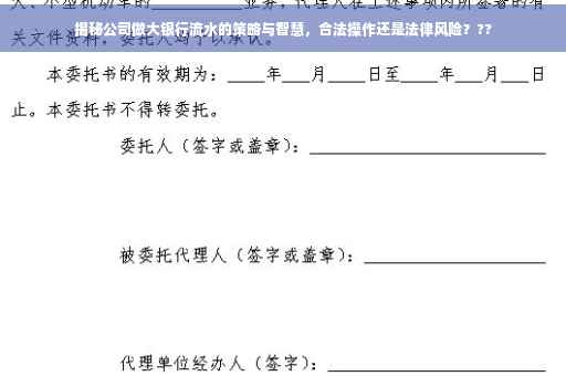 揭秘公司做大银行流水的策略与智慧，合法操作还是法律风险？??