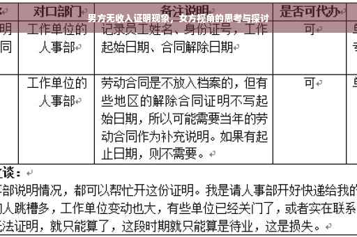 男方无收入证明现象，女方视角的思考与探讨