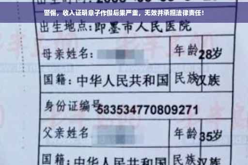 警惕，收入证明章子作假后果严重，无效并承担法律责任！