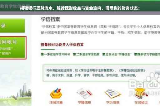 揭秘银行理财流水，解读理财收益与资金流向，洞悉你的财务状态！