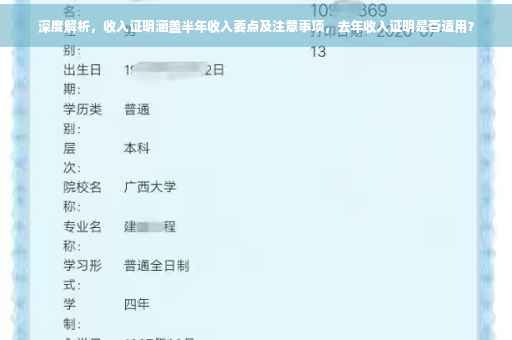 深度解析，收入证明涵盖半年收入要点及注意事项，去年收入证明是否适用？