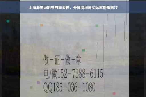 上海海关证明书的重要性、开具流程与实际应用指南??