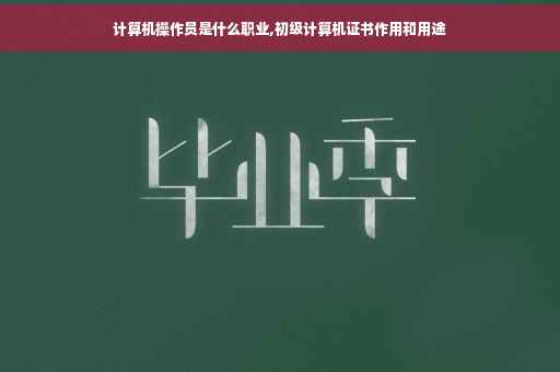 计算机操作员是什么职业,初级计算机证书作用和用途