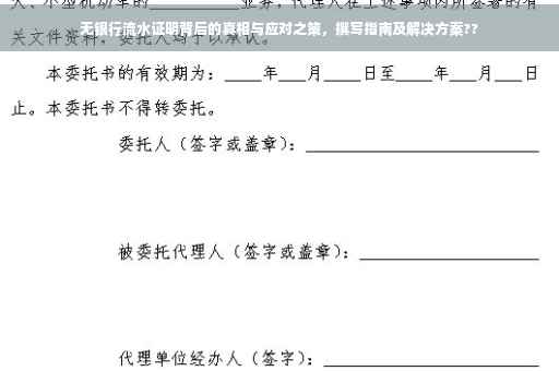 无银行流水证明背后的真相与应对之策，撰写指南及解决方案??