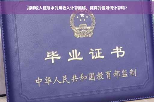 揭秘收入证明中的月收入计算奥秘，你真的懂如何计算吗？