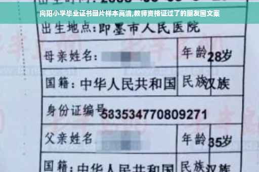 向阳小学毕业证书图片样本高清,教师资格证过了的朋友圈文案