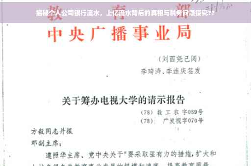 揭秘个人公司银行流水，上亿流水背后的真相与税务问题探究??